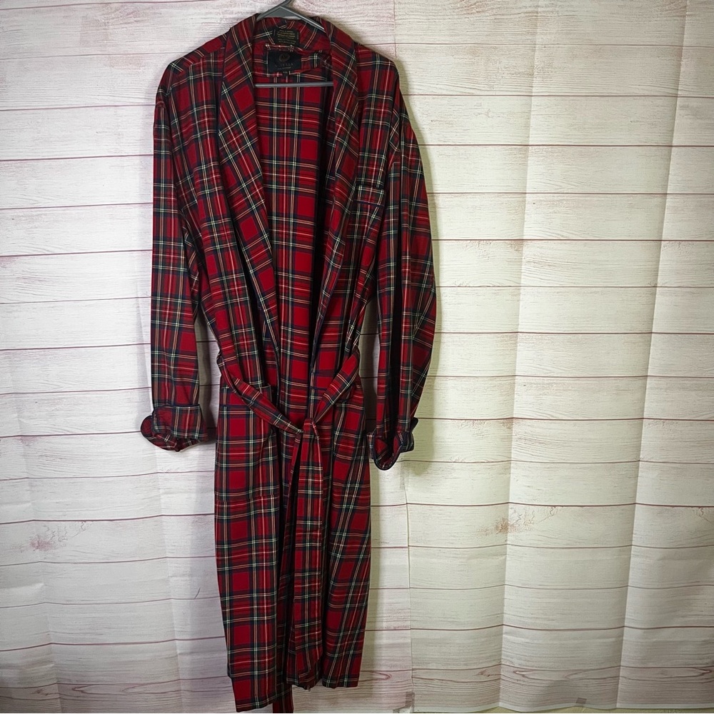 Viyella Vintage Royal Stewart Tartan Plaid Wool Blend Belted Robe Size XL